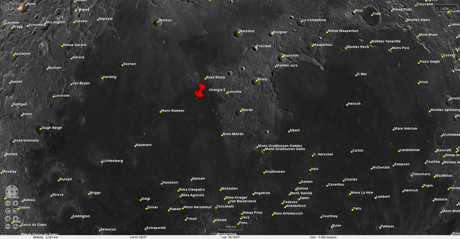 Lunar Feature Placenames